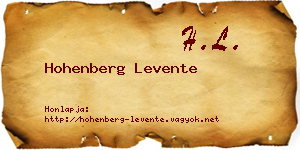Hohenberg Levente névjegykártya